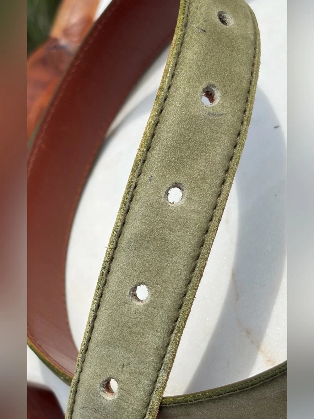 Vintage COACH Suede Leather Brass Belt 8528 EUC